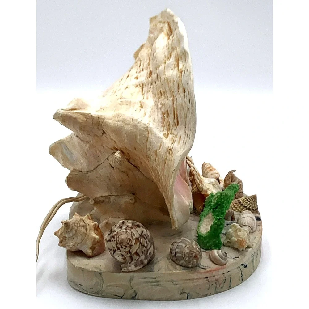 Vtg 50s Pink Conch Seashell Night Table Lamp Light Kitschy Tiki Florida Souvenir
